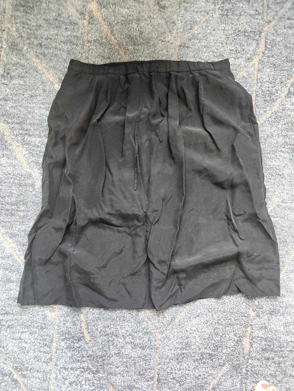 Madewell black silk drawstring tie waist knee length skirt medium
